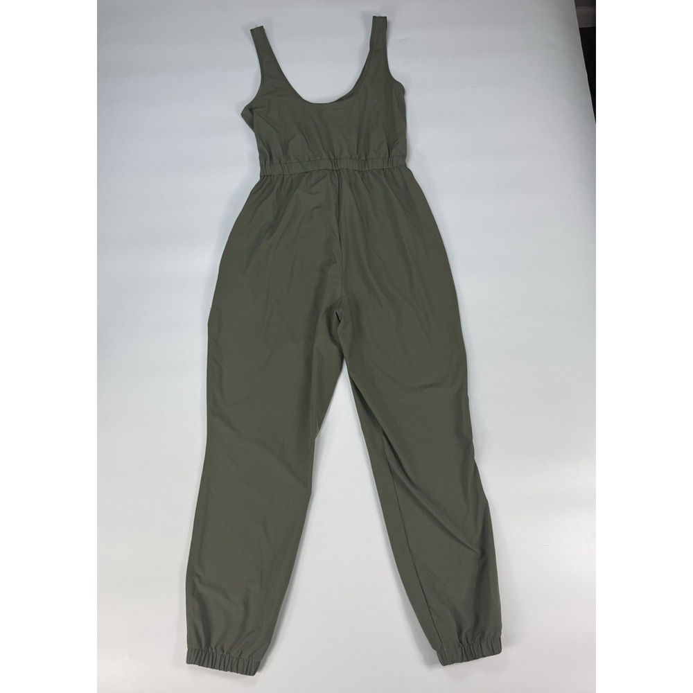Womens Small Olive Green Jumpsuit Jogger One Piece Casual Athleisure